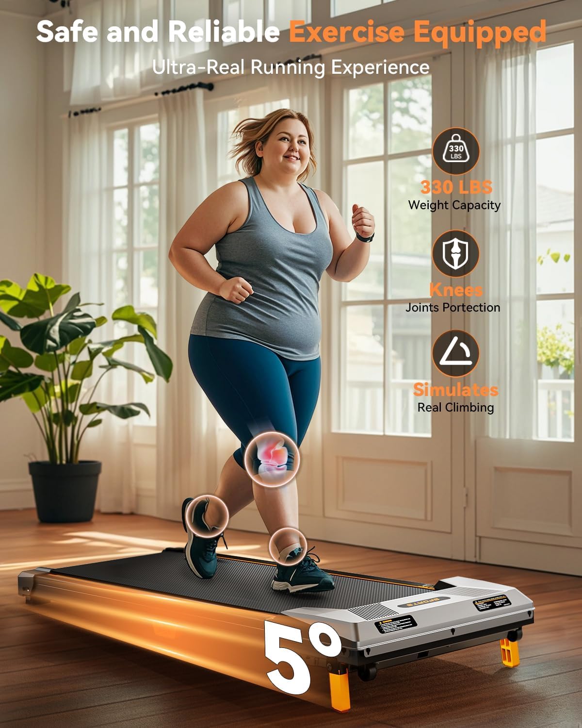 Walking Pad Treadmill, BestGod Incline Under Desk Treadmill 330lbs Capacity, 2.5HP Portable Treadmills for Home, Compact Treadmills Mini Walking Pad, Running Machine with Remote Control - Image 2