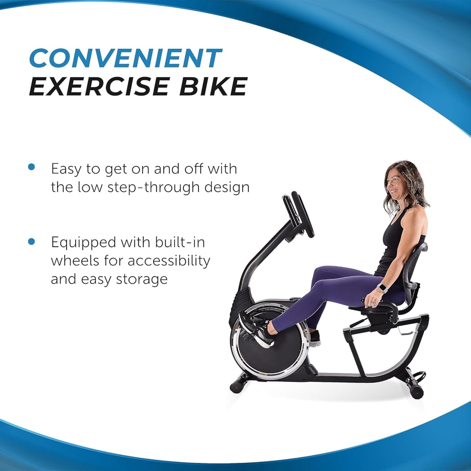 Stamina Exercise Bike 845, Magnetic Recumbent Machine, Lower Body Cardio Equipment - for Home Gyms with LCD Monitor and Smart App Access, Black - Image 4