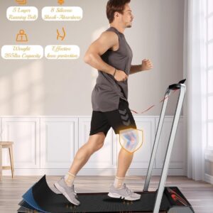 Treadmill with Handles, 2.5HP Walking Pad Treadmills with Handle Bar, Under Desk Treadmill with Remote Control LED Display, Electric Treadmills for Home Small, 270LBS Capacity