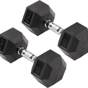 Signature Fitness Premium Rubber Encased Hex Dumbbell