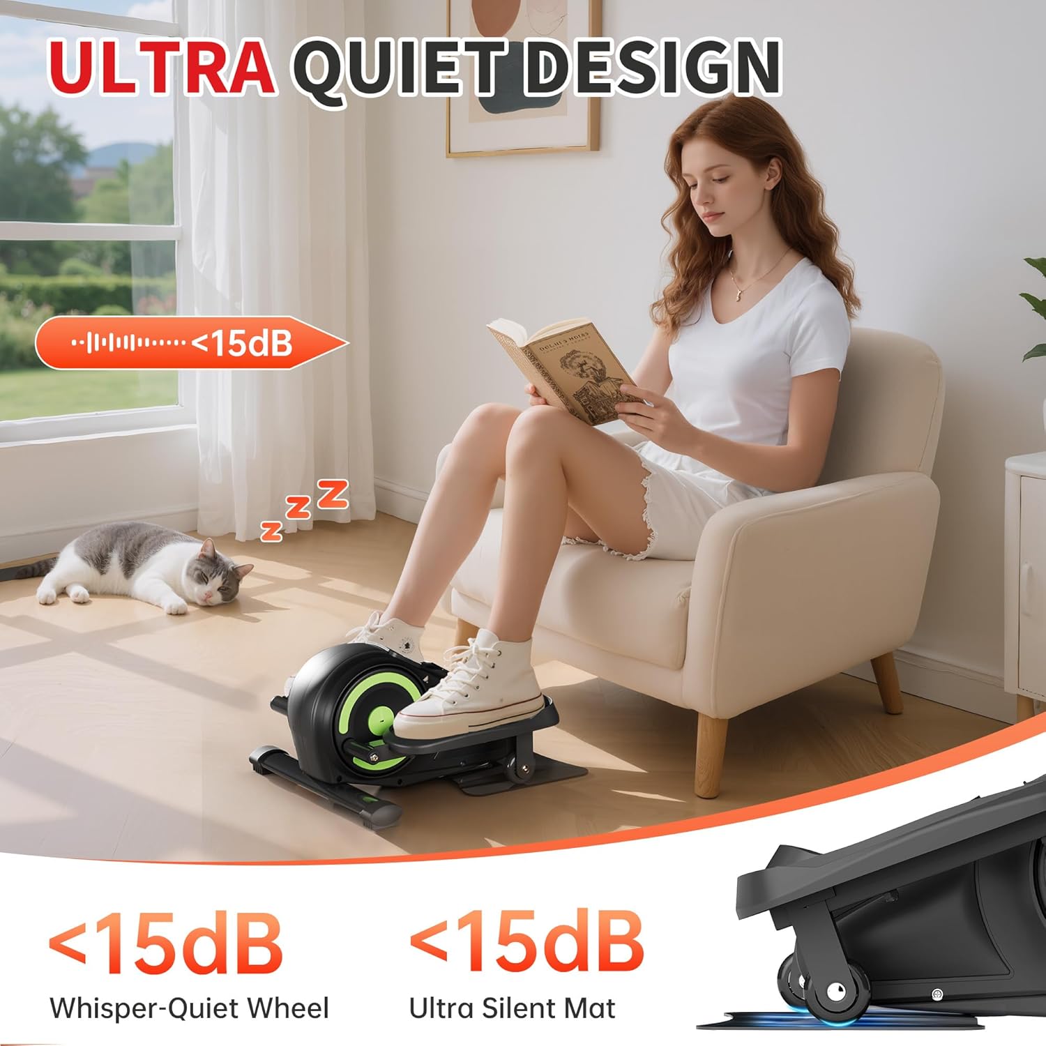 Under Desk Elliptical Machine, Ellipse Leg Exerciser as Seen on TV for Seniors, Pedal Exerciser Fully Assembled with 8 Resistance Levels, Portable Leg Exerciser for Home Office - Image 3