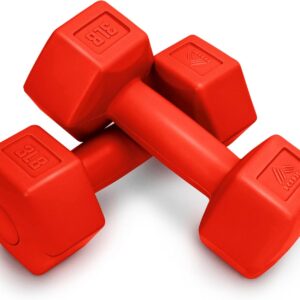 RBX Vinyl Coated Hand Weight Dumbbell Set – Hex Shaped, Roll Free for Body Building/Sculpting/Strength Training Exercise, (Set of 2)