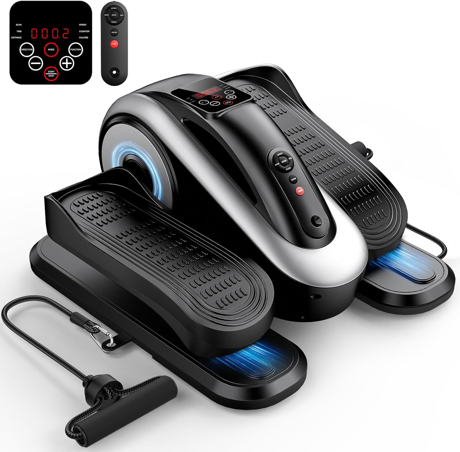 Under Desk Elliptical Machine,Electric Ellipse Leg Exerciser as Seen on TV for Seniors,12 Adjustable Speeds&12 Modes with Remote Control,Elastic Rope,Manual&Auto Mode for Home Office