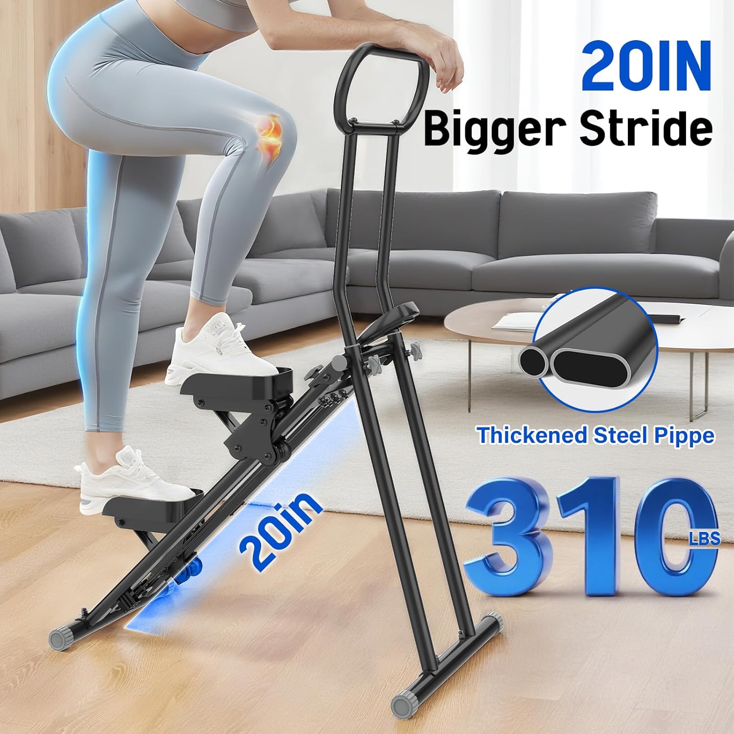 Stair Stepper for Exercise at Home, Folding Stairmaster Machine for Cardio Fitness, Vertical Stair Climber with Adjustable Handlebar, Portable Steppers with 310lbs Loading Capacity - Image 7