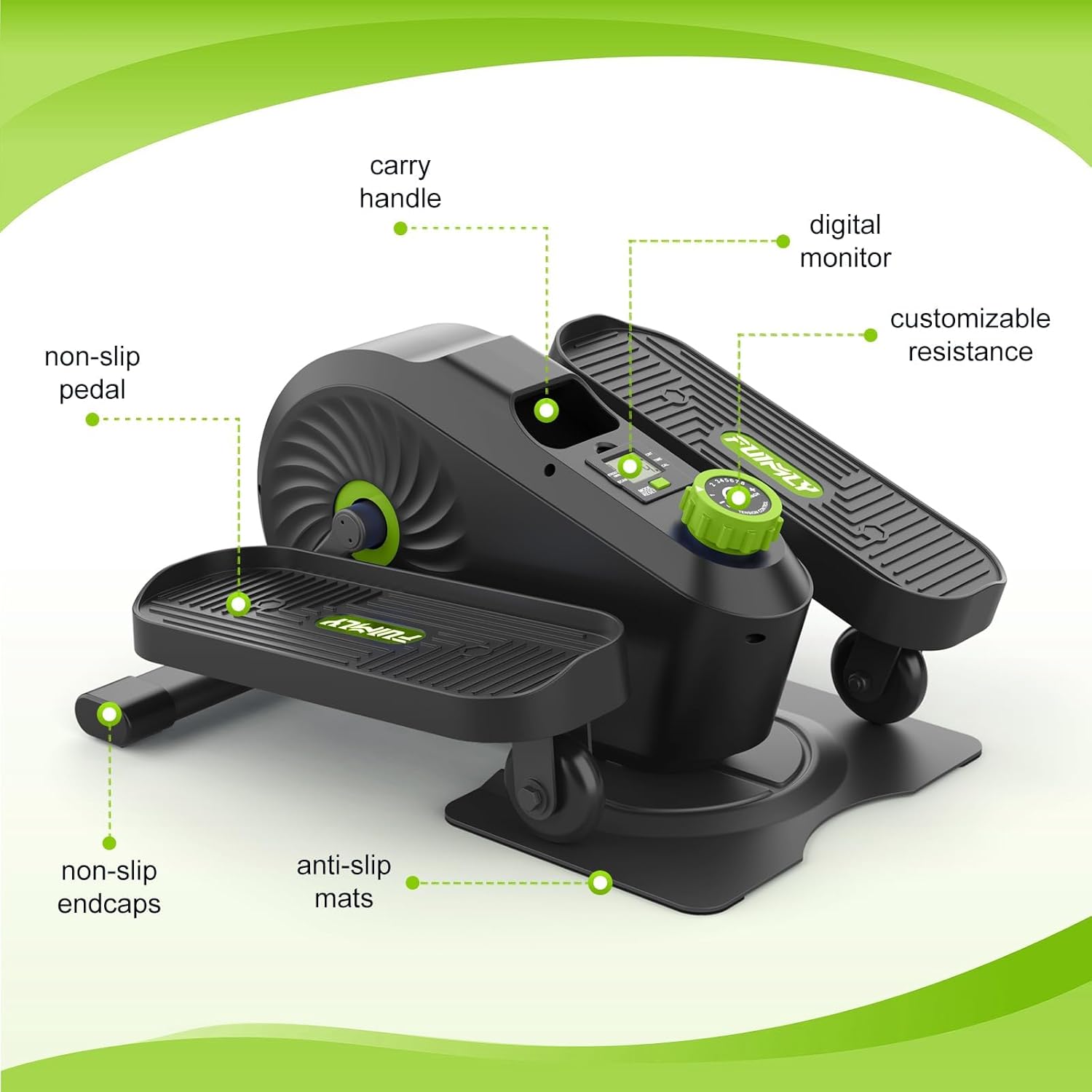 FUNMILY Under Desk Elliptical, Under Desk Bike Pedal Exerciser, Fully Assembled Leg Exerciser 2 in 1 Seated Standing Elliptical, Ultra-Quiet Mini Elliptical Machines for Home Office Use - Image 8