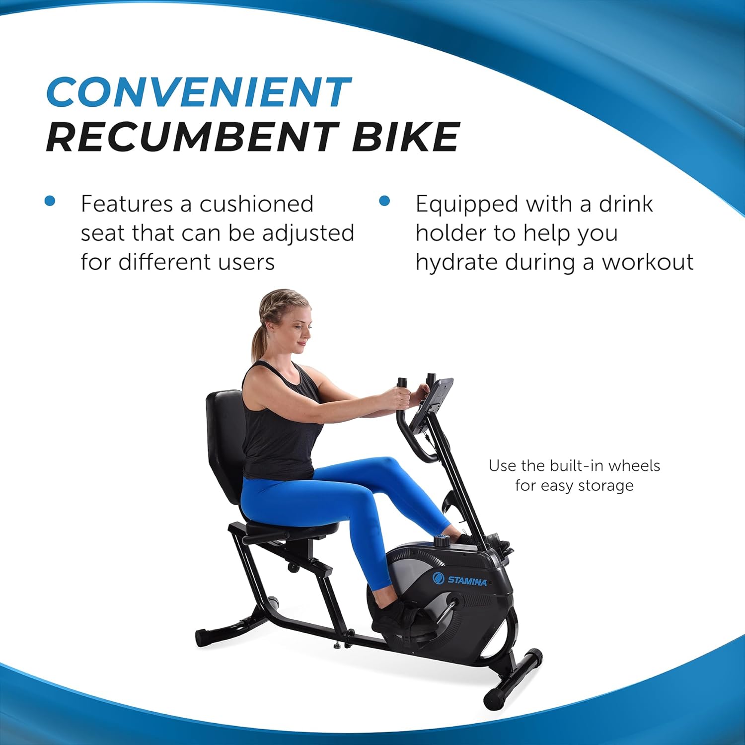 Stamina Recumbent Exercise Bike for Home 346 w/Smart Workout App - Stationary Bike for Adults, Seniors w/Large, Adjustable, Comfortable Seat & Walk-Thru Design - Image 7