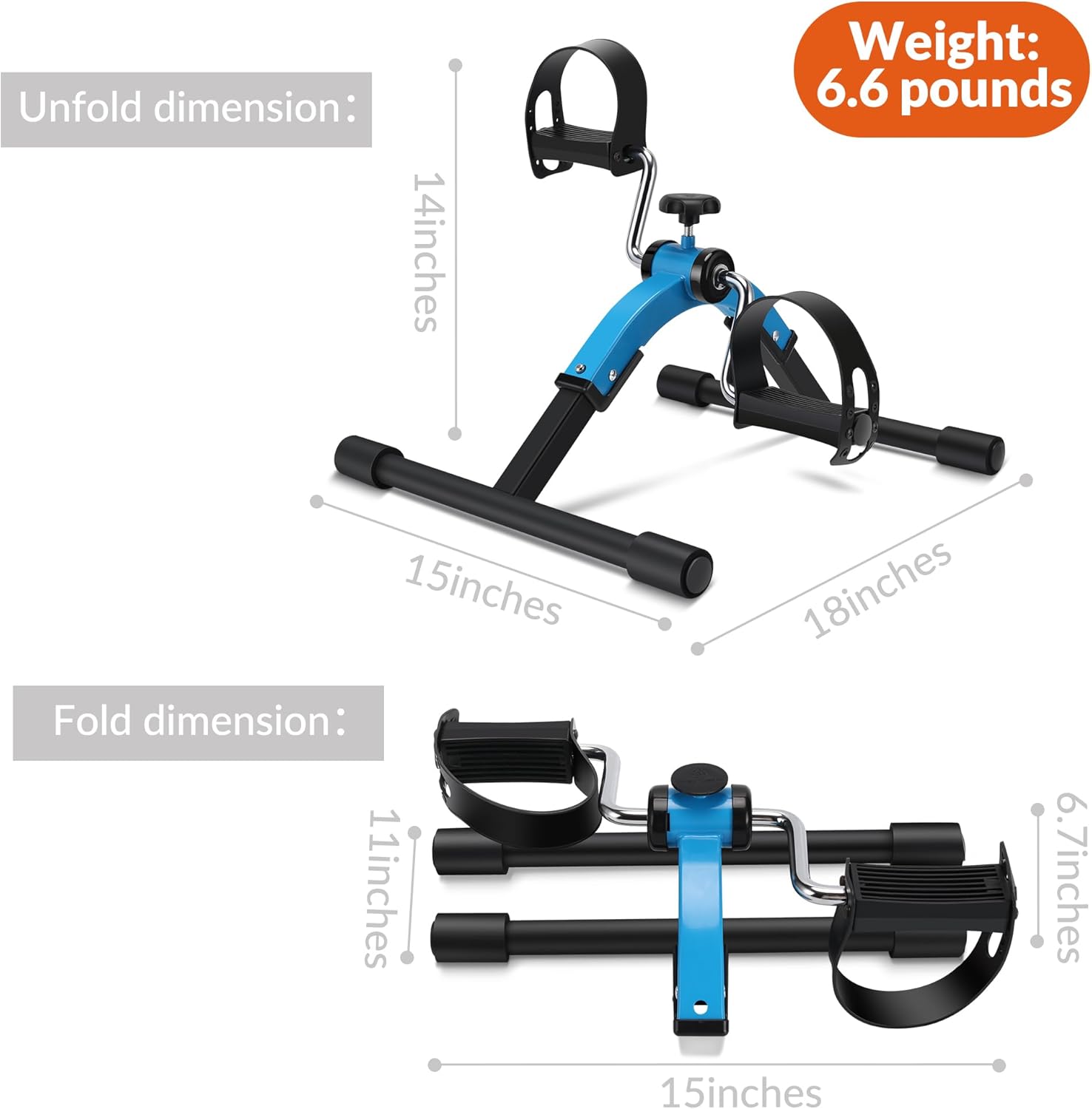 Folding Pedal Exerciser Mini Exercise Bike Under Desk Bike Pedal Exerciser for Arms and Legs Cardio Workout, Portable Desk Bike Peddler Machine for Sedentary Officer & Seniors - Image 7