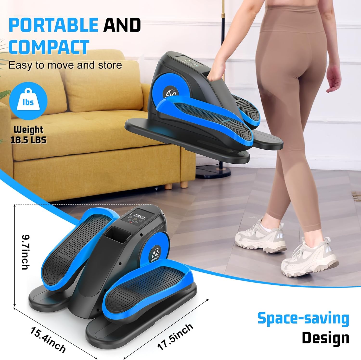 ANCHEER Under Desk Elliptical, Electric Ellipse Leg Exerciser with 12 Adjustable Resistance & Speeds, P1-P12 Modes, Quiet Seated Pedal Exerciser with Remote Control, 100% Pre-assembled for Home Office - Image 6