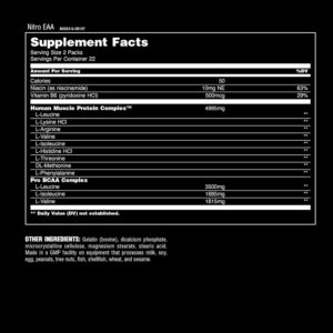 Animal Nitro EAA – Post-Workout Recovery and Repair, Supports Lean Muscle Growth, Complete Spectrum of Essential Amino Acids & BCAA Supplement for Men and Women, 44 Packs