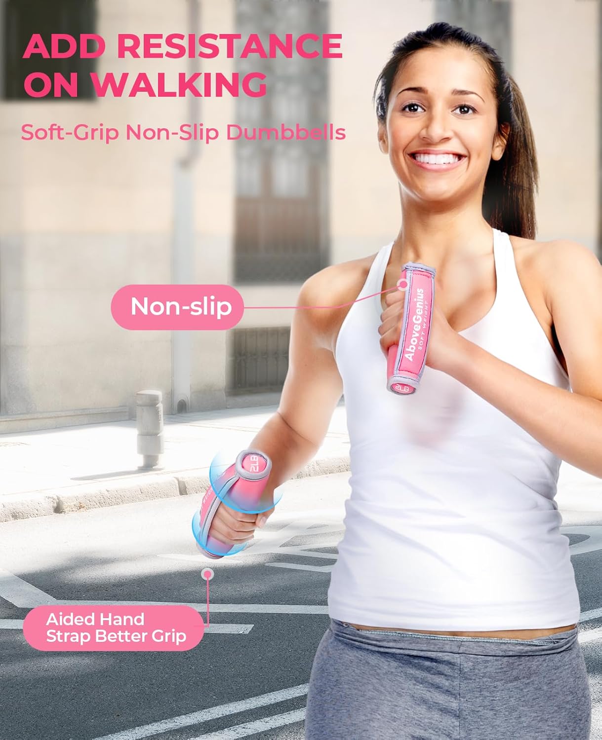 Hand Weights for Women Men, Soft Dumbbells Set of 6(1lb 2lb 3lb Each Pack) for Dumbbell Walking Weight Sets with Hand Strap, Pink Weights for Workout Running, Pilates, Yoga, Jogging and Physical Therapy, Gifts for Women - Image 5
