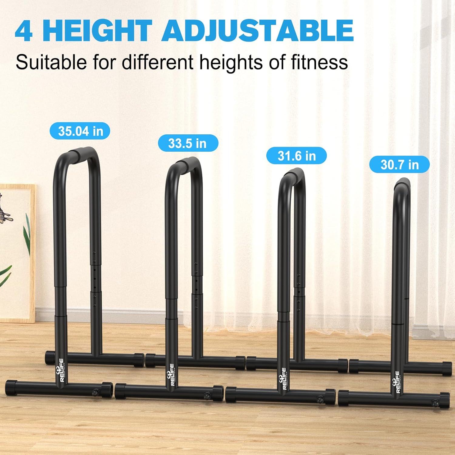 RELIFE REBUILD YOUR LIFE Dip Station Functional Heavy Duty Dip Stands Fitness Workout Dip bar Station Stabilizer Parallette Push Up Stand - Image 5