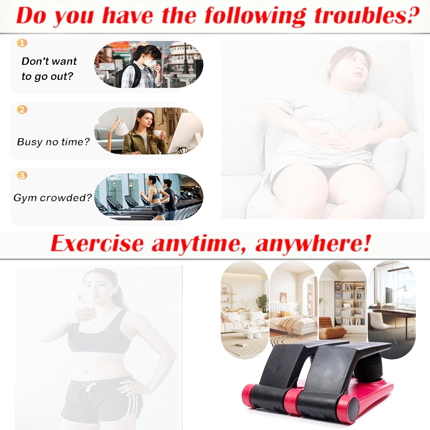 INTBUYING Mini Twist Stepper for Exercise Workout at Home with Resistance Bands Quiet Step Machine Portable with LCD Monitor and Non-Slip Pedals for Gym Home - Image 2