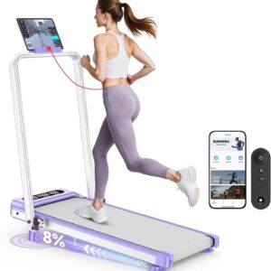 2025 Upgrade Walking Pad Treadmill with 8% Incline & Handle Bar, 3.5HP Portable Treadmill for Home Small, Under Desk Compact Walking Pad 300+lb Capacity, Shock Absorption, 0.6-6mph, Remote, Smart App