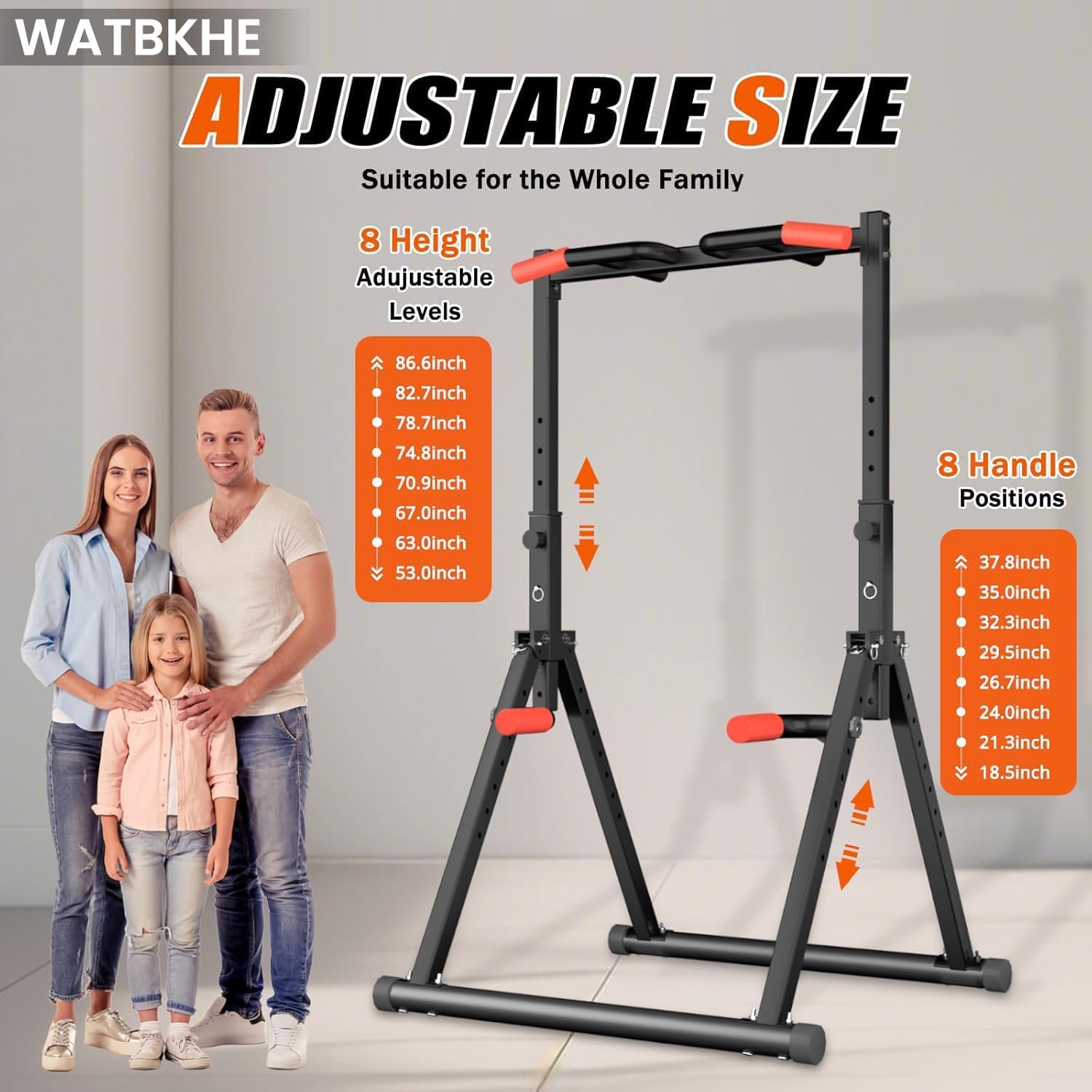 Power Tower Pull Up Dip Station Foldable, Pull Up Bar Station Adjustable, Multi-Function Home Gym, Strength Training Fitness Equipment, Triangular Design, for Home Outdoor - Image 2