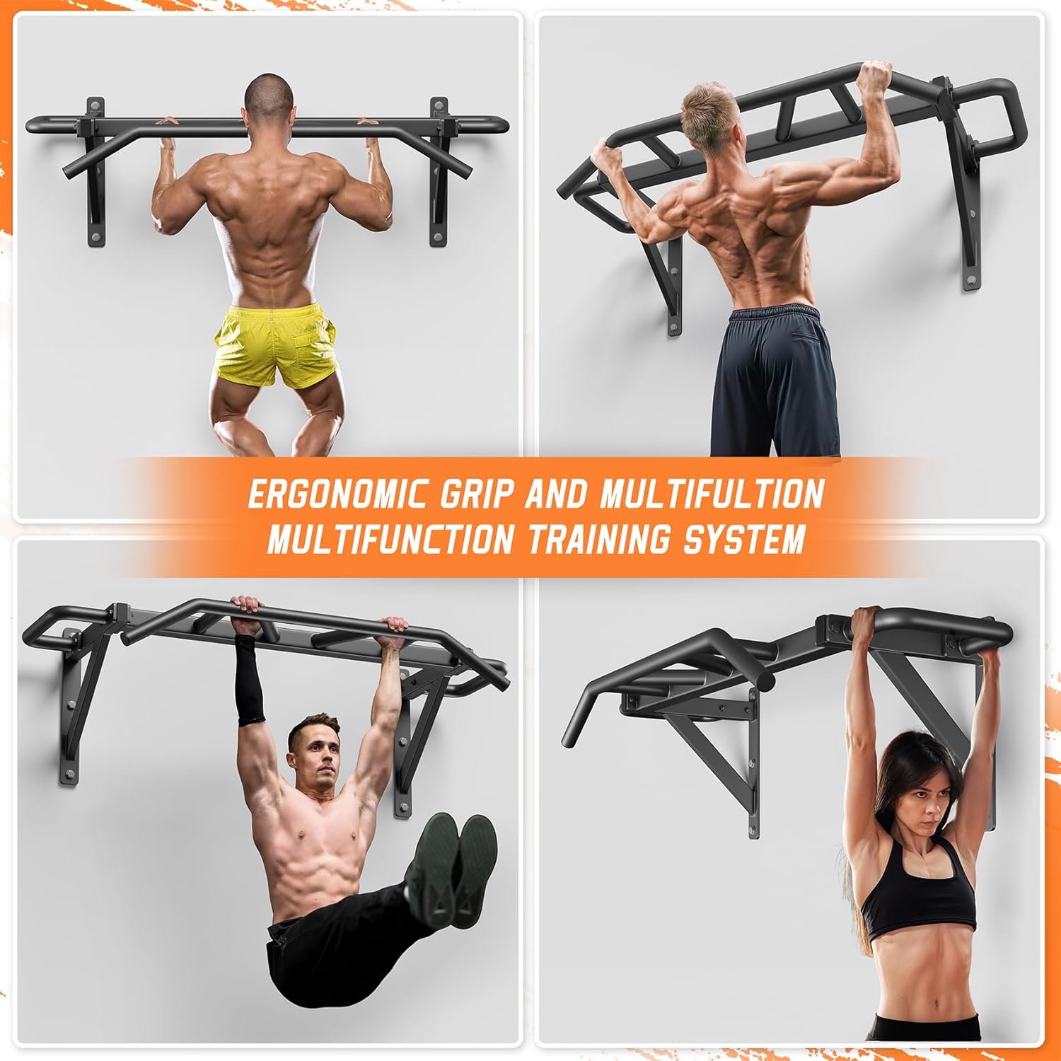 Heavy Duty Pull Up Bar with 14 Grip Positions, Strength Training Pull-Up Bars for Home Gym, Wall Mounted, Joist Mounted Chin Up Bar with Reinforced Thick Metal Construction - Supports 600 lbs for Full-Body Workouts - Image 2