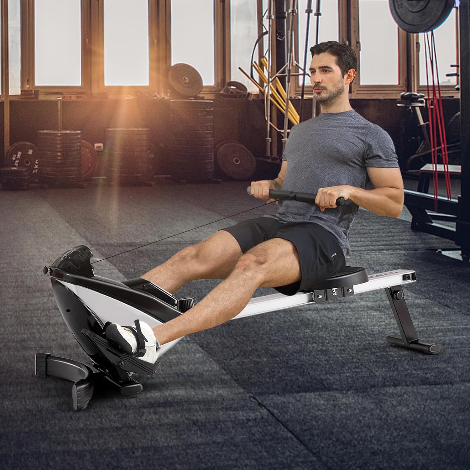 Goplus Folding Rowing Machine,Magnetic Rower with Adjustable Resistance and LCD Display, Exercise Cardio Fitness Equipment for Home Use - Image 8