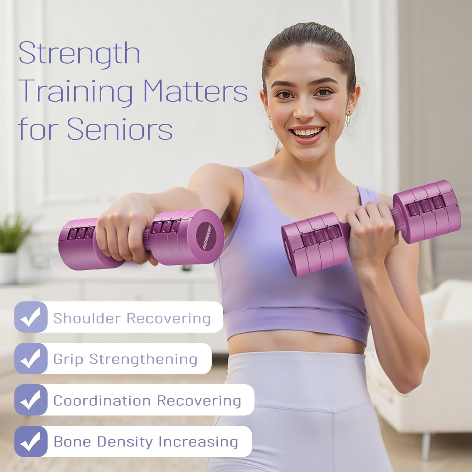EAST MOUNT Adjustable Dumbbells 5 lb Dumbbells Set of 2 / Pair 10 lb Total Free Weights 6 in 1 Women Hand Weights for Home,Office,Gym Exercise Training 2lb 3lb 4lb 5lb Fast Adjust - Image 2