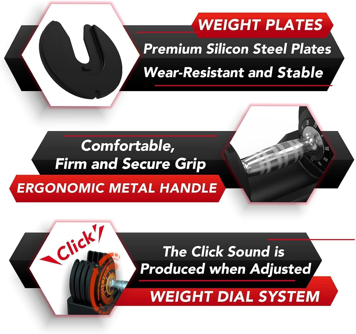 Keppi Adjustable Dumbbells Set-25lb/40lb/55lb/60lb, Anti-Slip Metal Fast Adjust Weight Handle, Exercise & Fitness for Full Body Workout - Adjustable Dumbbell Series - Image 6