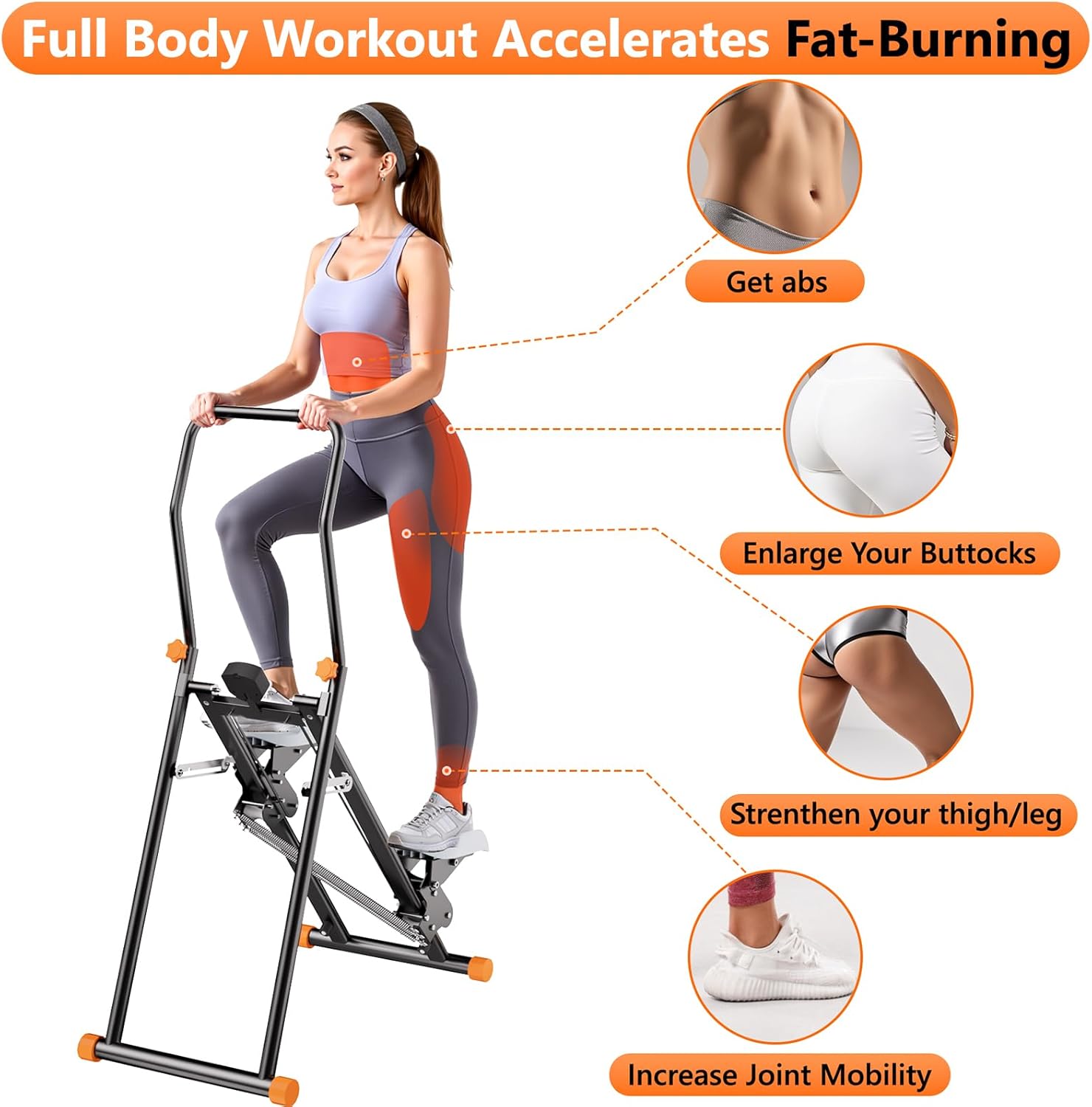 Stair Stepper with Adjustable Resistance for Home Cardio Workout,Upgraded Vertical Climber Machine Full-Body Workout,Compact Folding Exercise Climber, Adjustable Handlebar & Pedals - Image 2