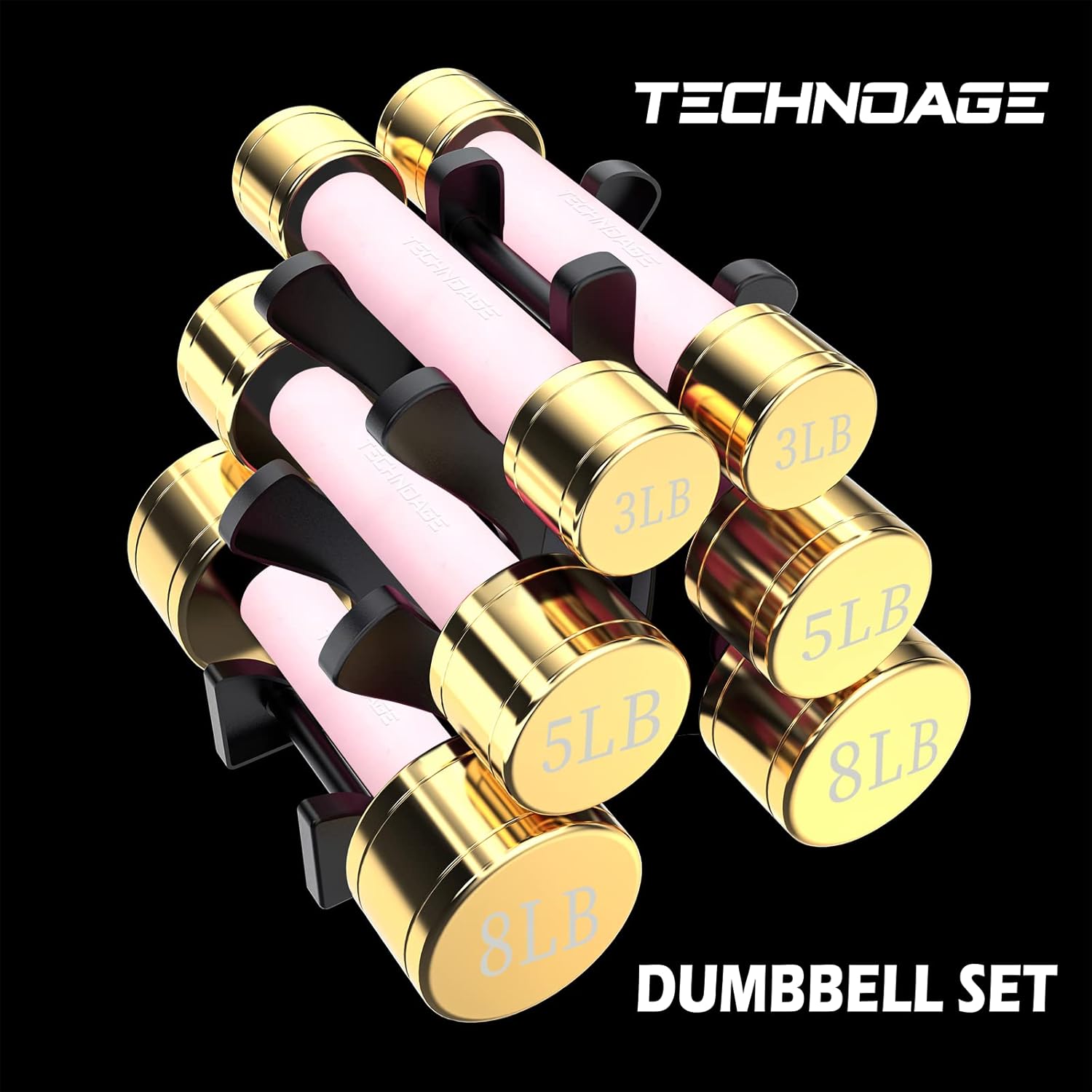 TECHNOAGE Round Dumbbell Sets with Steel Handle, Odorless Neoprene rubber Handle Cover - Image 2