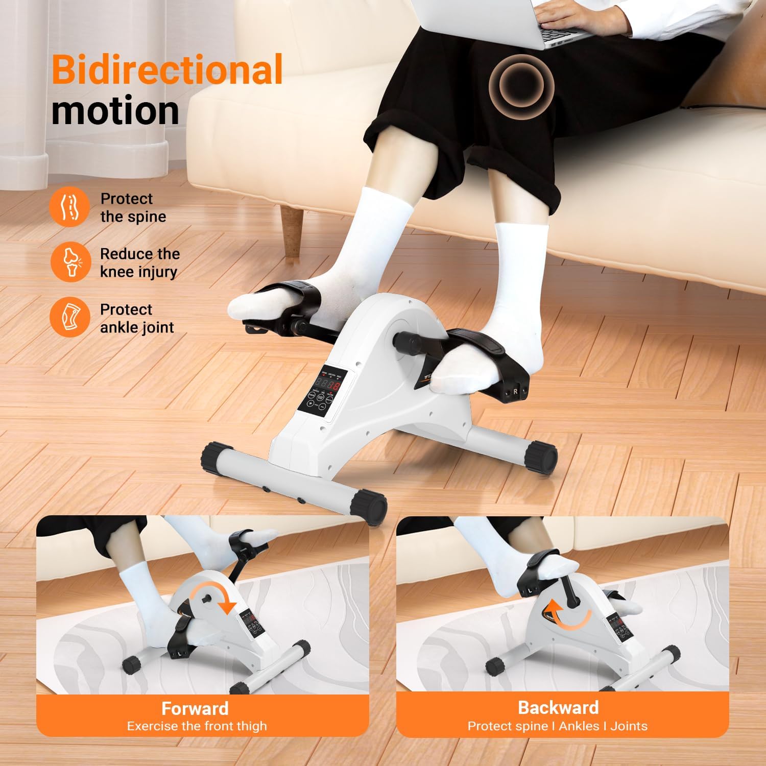 TODO Motorized Pedal Exerciser Mini Exercise Bikes, Under Desk Bike Peddler Exerciser for Seniors Rehab and Arm Leg Physical Therapy - Image 3