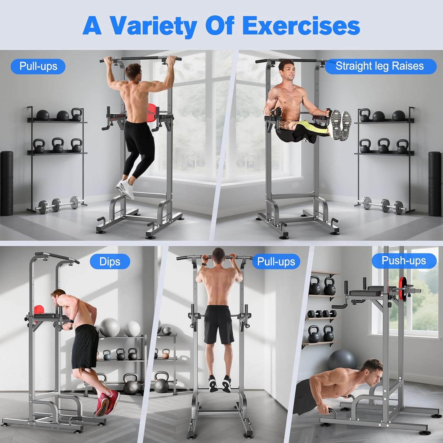 RELIFE REBUILD YOUR LIFE Power Tower Pull Up Bar Station Workout Dip Station for Home Gym Strength Training Fitness Equipment - Image 2