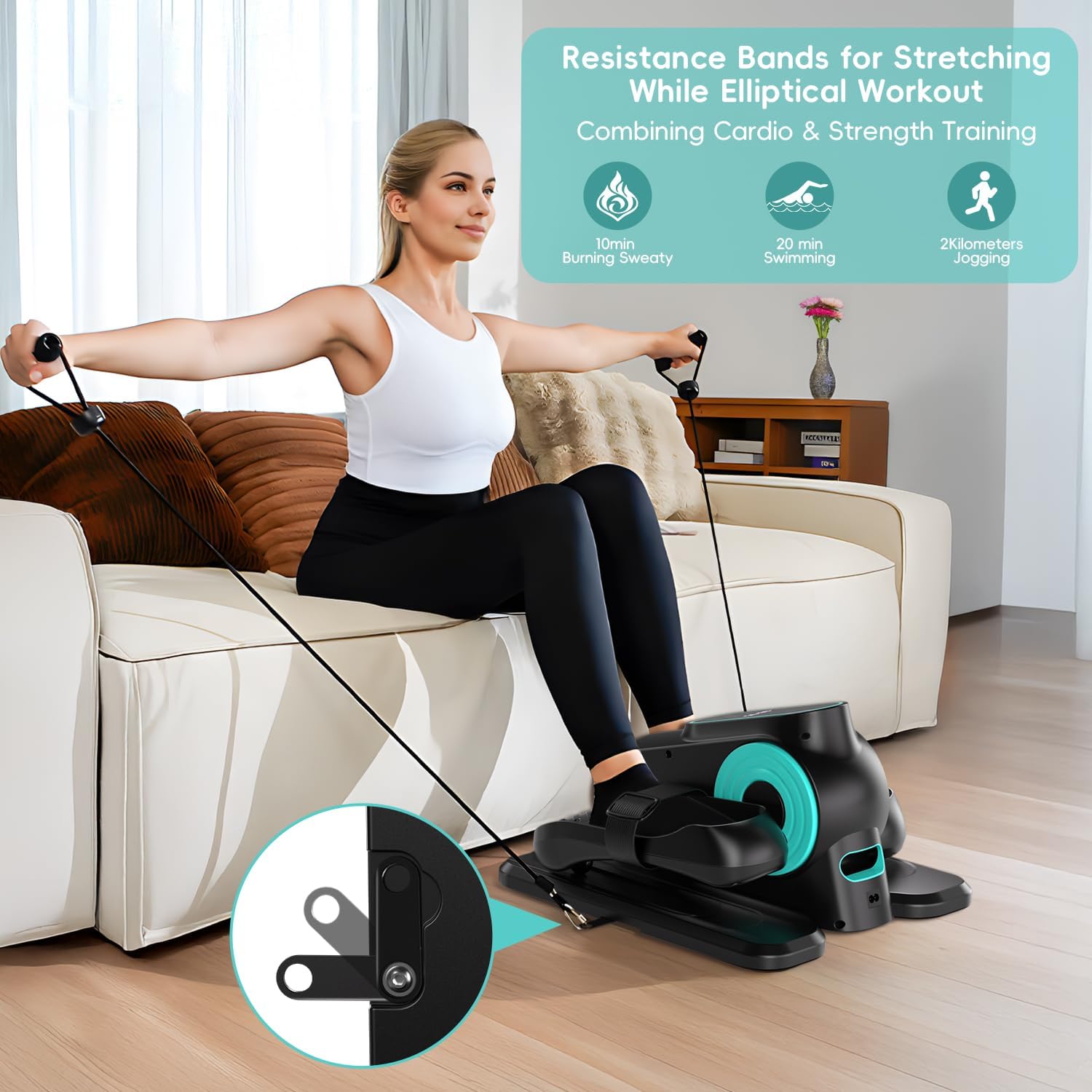 Under Desk Elliptical Machine, Morelax Ellipse Leg Exerciser for Seniors Fully Assembled, Quiet & Portable Electric Seated Pedal Exerciser with Remote Control & 12 Adjustable Speeds - Image 3