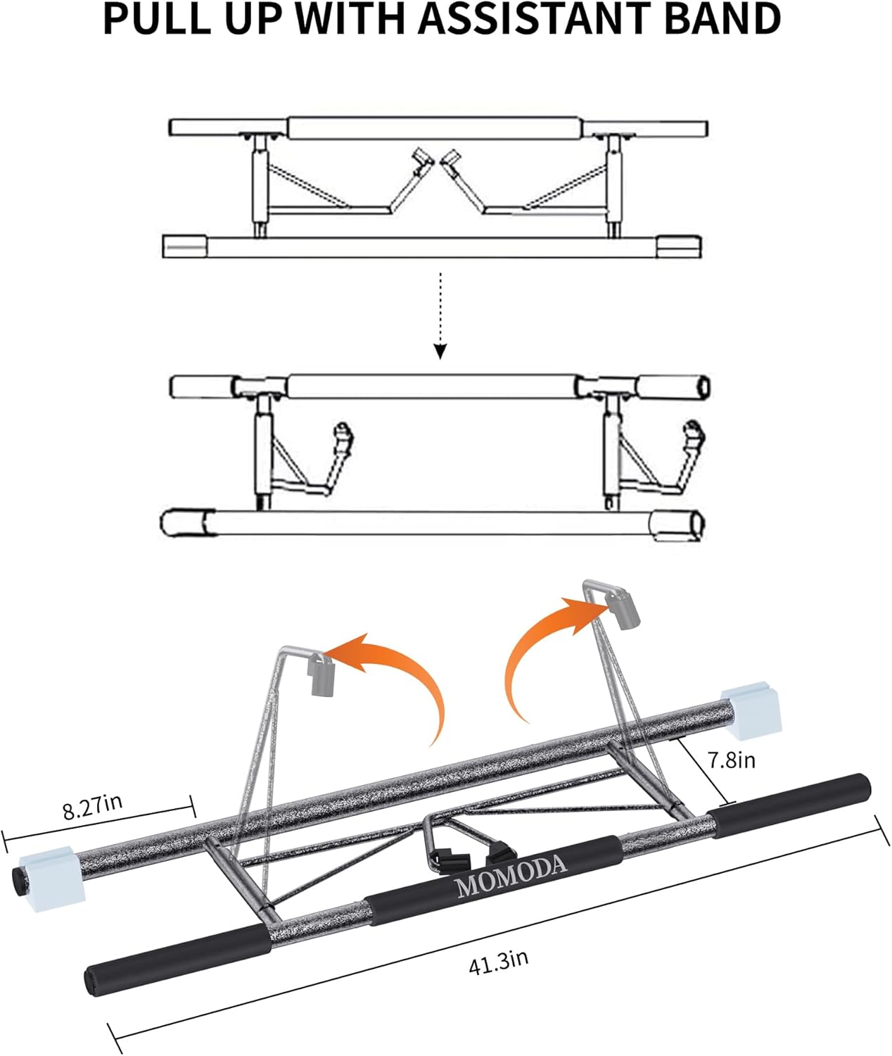 Pull Up Bar Doorway - No Screws Fitness Chin-Up Frame for Home Gym Exercise Multi-Angle Grip - 2025 Folding Upgrade (Fits Almost All Doors) - Image 7