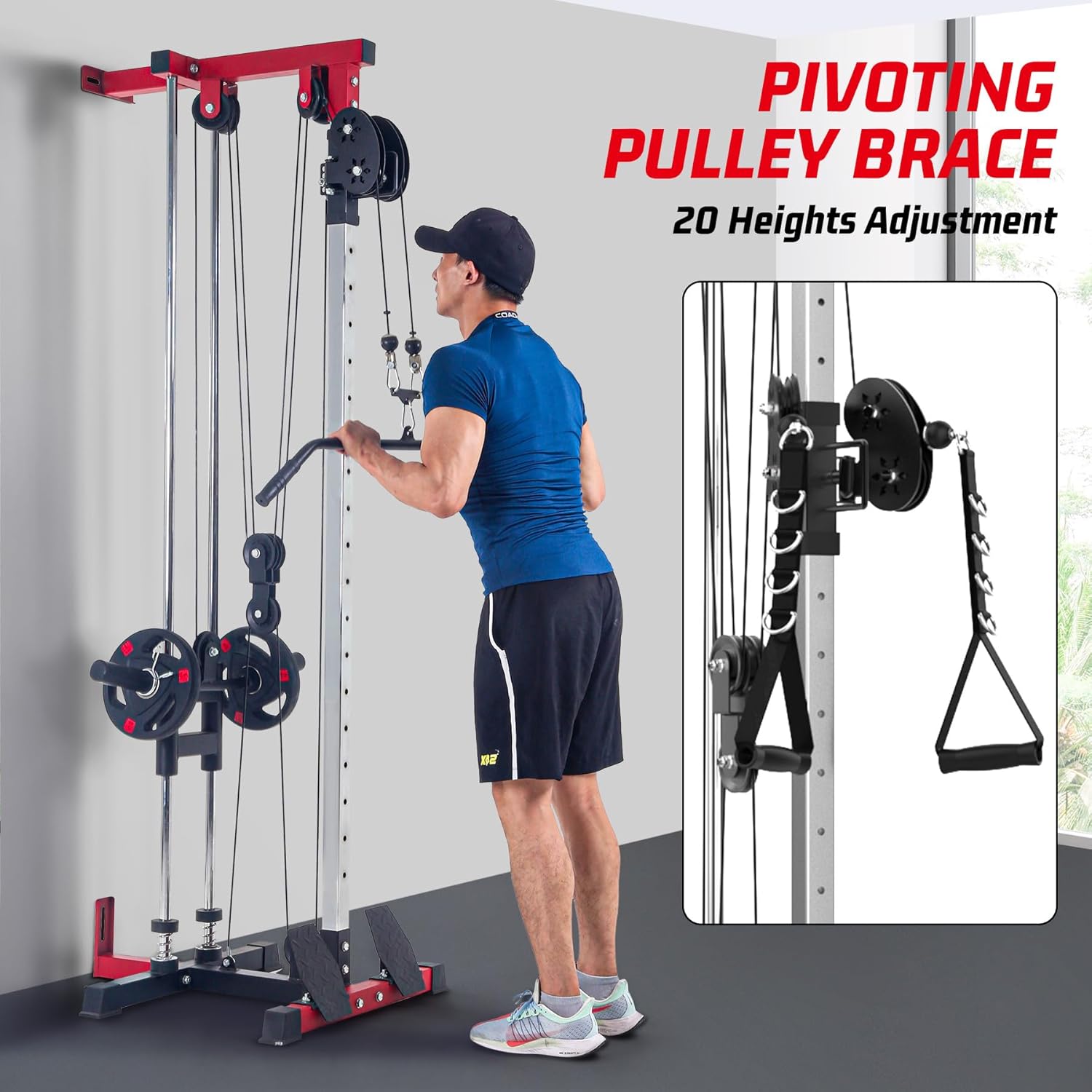 LAT Pulldown Machine, Multi-Functional Cable Machine with High and Low Pulley Station, Row Cable Machine Home Gym with Leg Support, Tricep Workout Equipment - Image 3