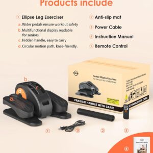 2025 New Under Desk Elliptical Machine,Portable Seated Pedal Exercise Machine for Seniors,Mini Ellipse Leg Exerciser with 12 Adjustable Speeds&Remote Control,Quiet&Compact for Home Office