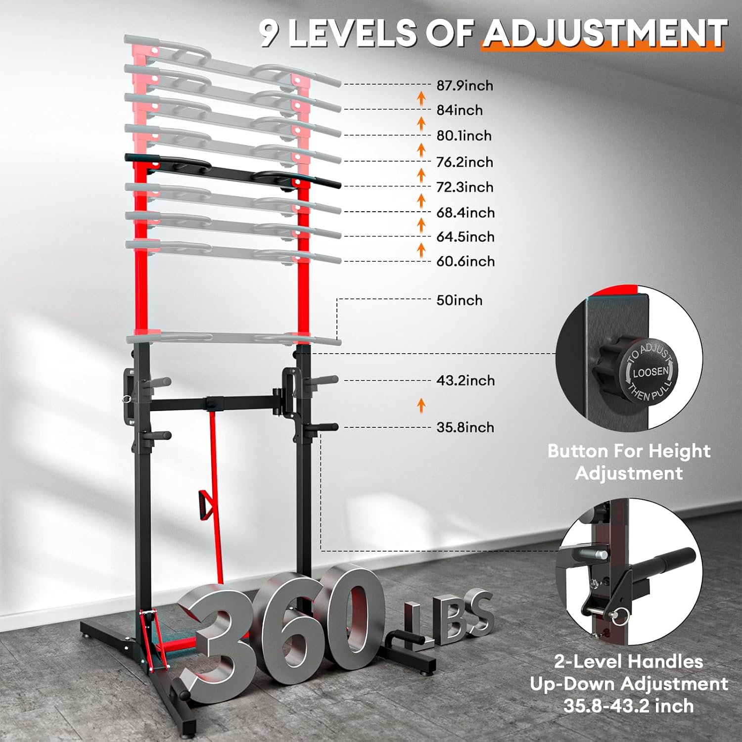 ONETWOFIT Foldable Power Tower Pull Up Bar Station, Multi-Function Adjustable Height Dip Station for Home Gym Workout, Strength Training Fitness Equipment, Pull Up Stand - Image 3