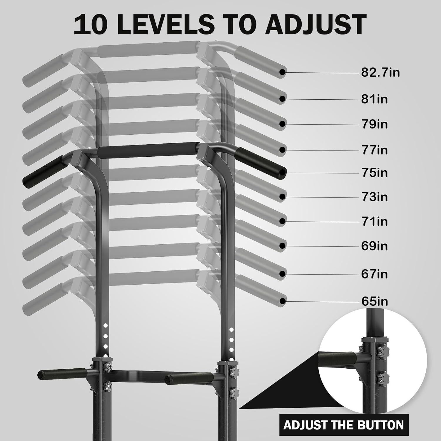 SogesPower Power Tower Dip Station Pull Up Bar for Home Gym Adjustable Height Strength Training Workout Equipment,Pull Up Bar Station - Image 2
