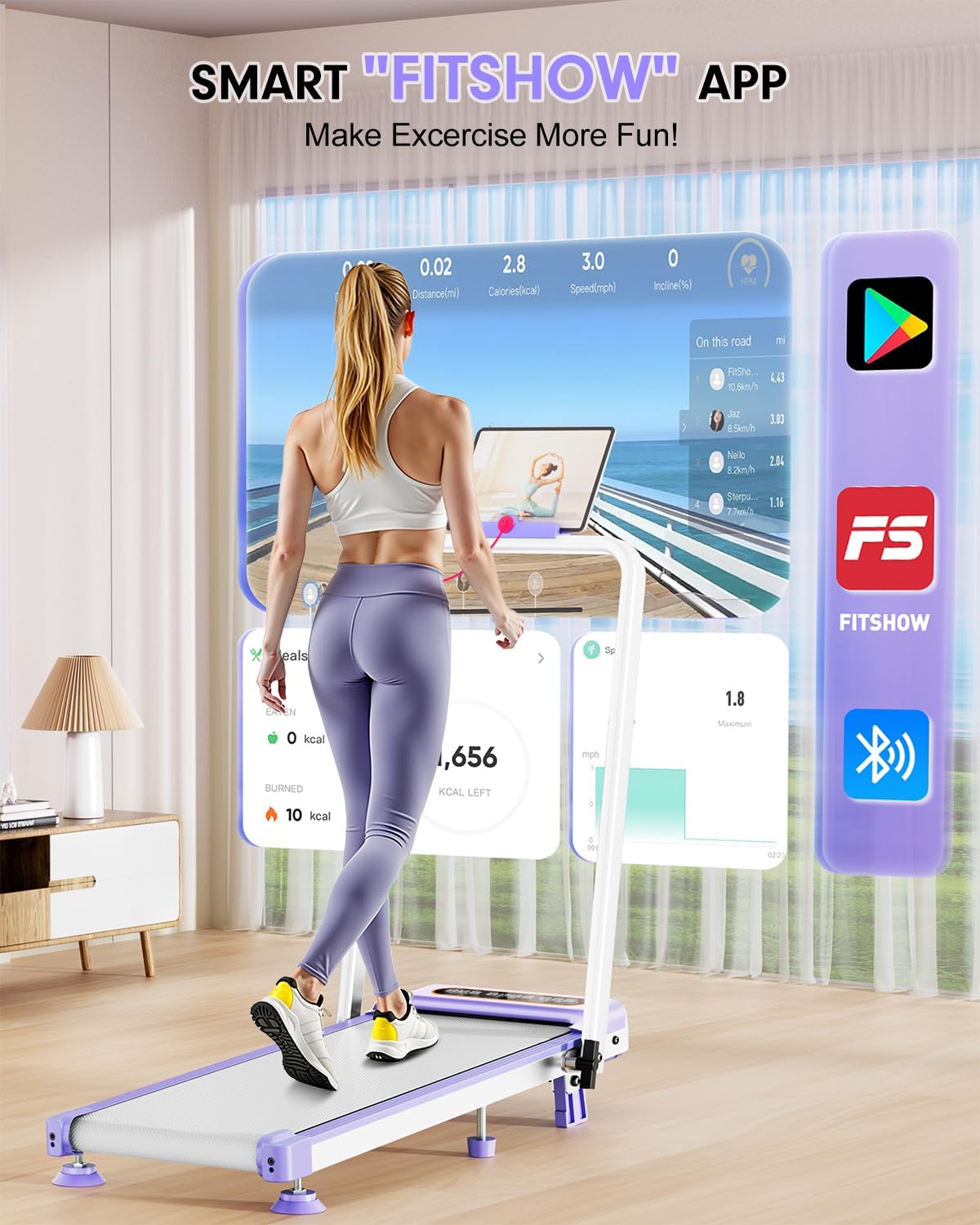 2025 Upgrade Walking Pad Treadmill with 8% Incline & Handle Bar, 3.5HP Portable Treadmill for Home Small, Under Desk Compact Walking Pad 300+lb Capacity, Shock Absorption, 0.6-6mph, Remote, Smart App - Image 8
