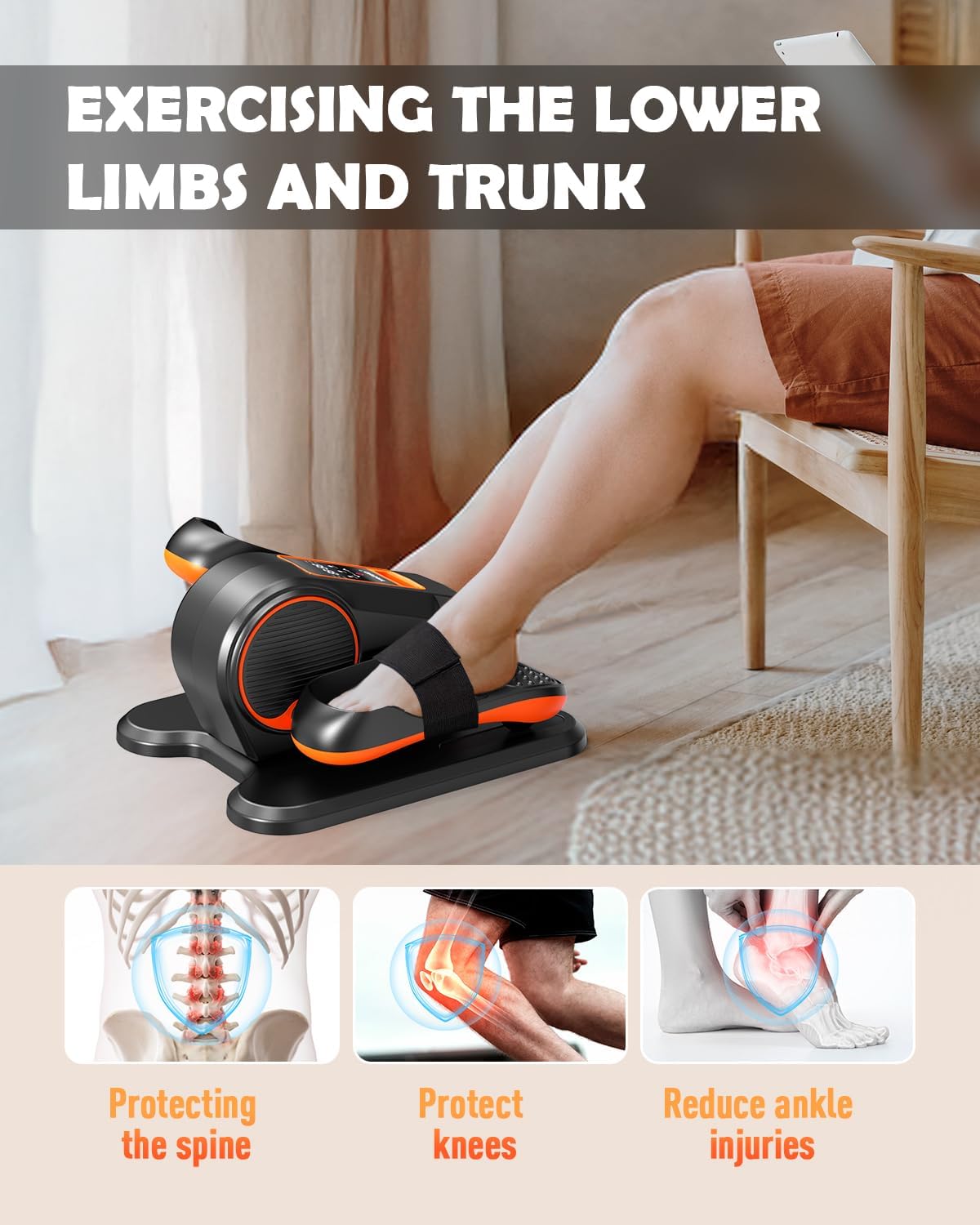 Under Desk Elliptical Machine, Ellipse Leg Exerciser for Seniors with 12 Adjustable Speed, Quiet & Portable Electric Machine Seated Pedal Exerciser with Remote Control for Home - Image 2