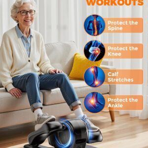 Under Desk Elliptical Machine for Home Workout, 12 Levels Speeds Ellipse Leg Exerciser While Sitting Quiet & Portable Seated Pedal Exerciser with Remote Control & Non-Slip Pad