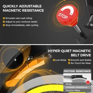 pooboo Exercise Bike, Adjustable Magnetic/Brake Pad Resistance Silent Belt Drive, Indoor Cycling Bike for Home Cardio, Fitness Stationary Bike with 350lbs/300lbs Weight Capacity &Upgraded Version Seat