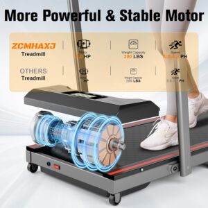 Walking Pad with Handle Bar, 300lbs Capacity Under Desk Treadmill with Remote & LED Display, 3.0HP 3-in-1 Folding Treadmill for Walking, Jogging & Running, Portable for Home & Office