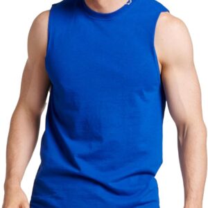 Russell Athletic Men’s Dri-Power Cotton Blend Sleeveless Muscle Shirts, Moisture Wicking Odor Protection UPF 30+, Sizes S-4X