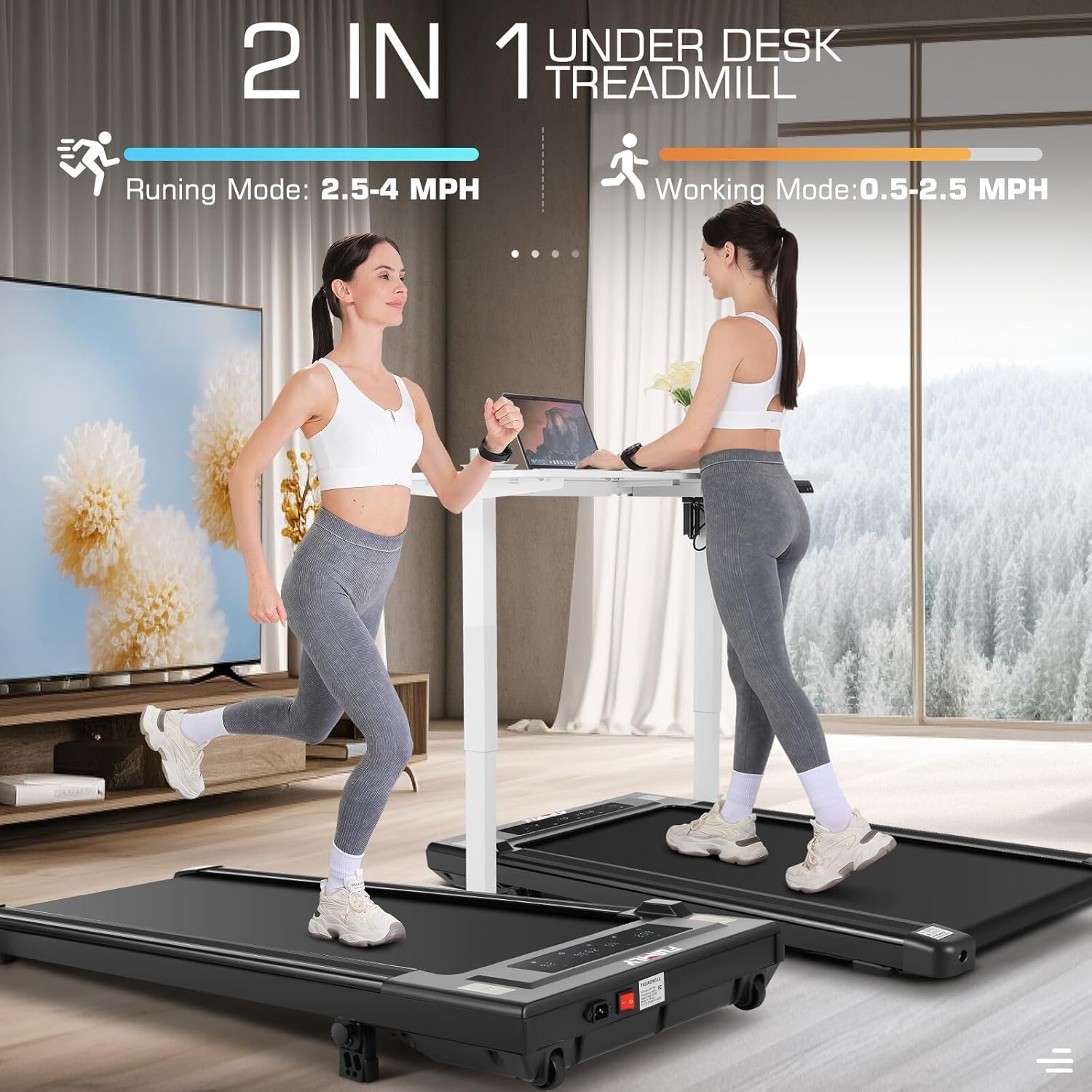 Walking Pad Under Desk Treadmill Portable 2.5HP for Home Office, Walking Treadmill Electric Quiet for Home/Apartment/Flat, Walking Jogging Machine with Remote Control and LED Dispaly - Image 4