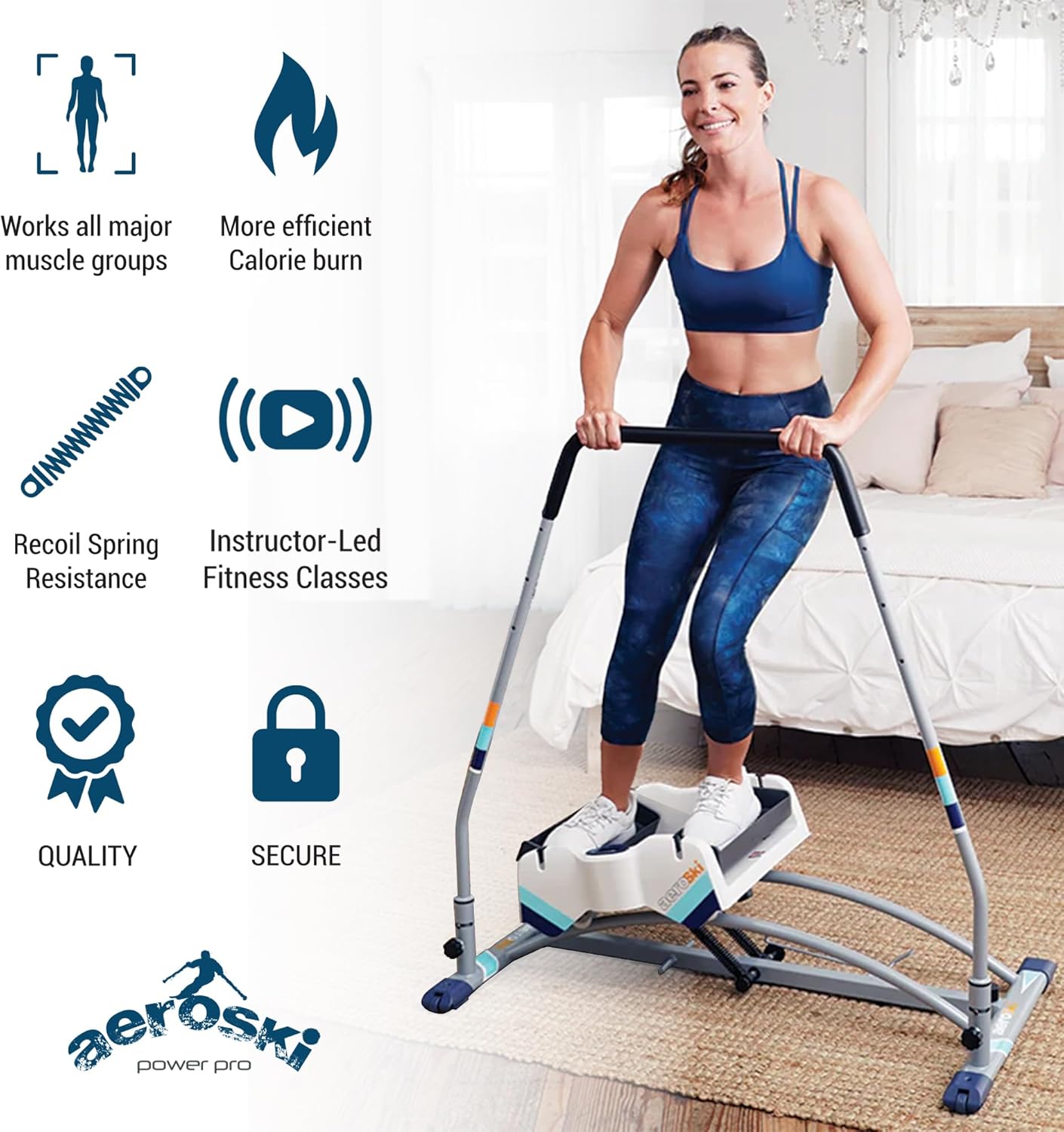 Aeroski Ski Simulator Workout Machine w/ Recoil Spring Resistance, 2 Poles & VR Goggles - Low Impact Elliptical Exercise Equipment for Home and Gym - Image 6