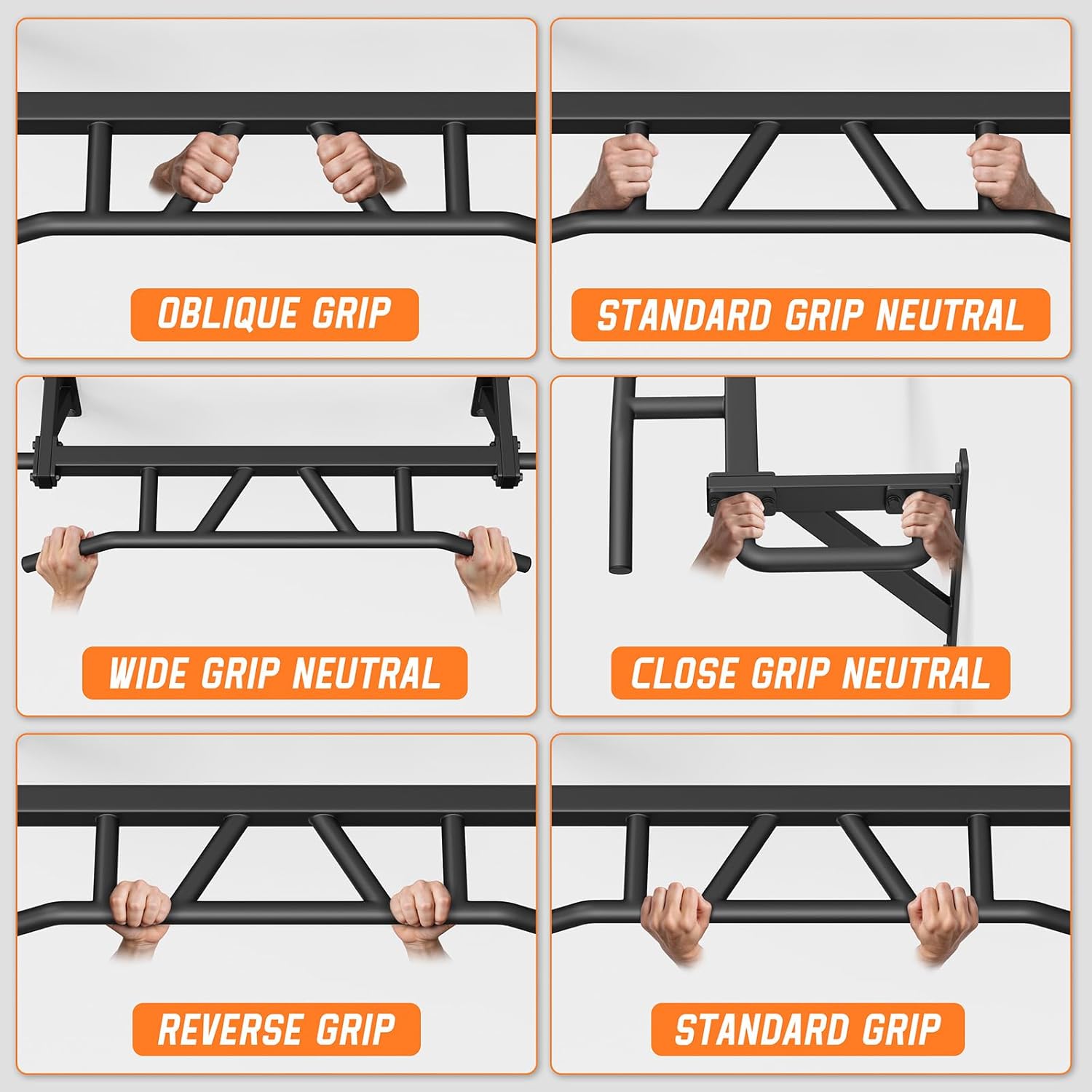 Heavy Duty Pull Up Bar with 14 Grip Positions, Strength Training Pull-Up Bars for Home Gym, Wall Mounted, Joist Mounted Chin Up Bar with Reinforced Thick Metal Construction - Supports 600 lbs for Full-Body Workouts - Image 8