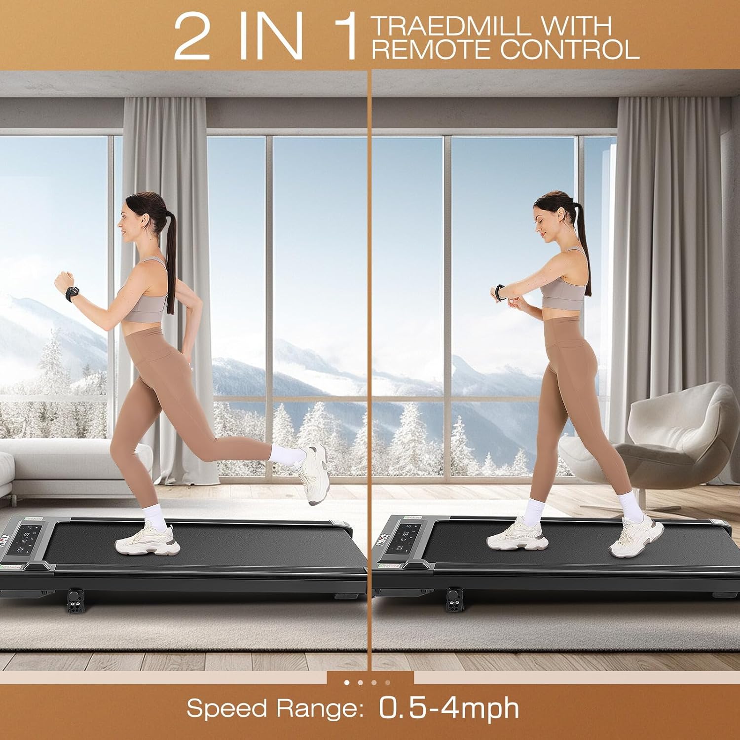 Walking Pad Under Desk Treadmill Portable 2.5HP for Home Office, Walking Treadmill Electric Quiet for Home/Apartment/Flat, Walking Jogging Machine with Remote Control and LED Dispaly - Image 5