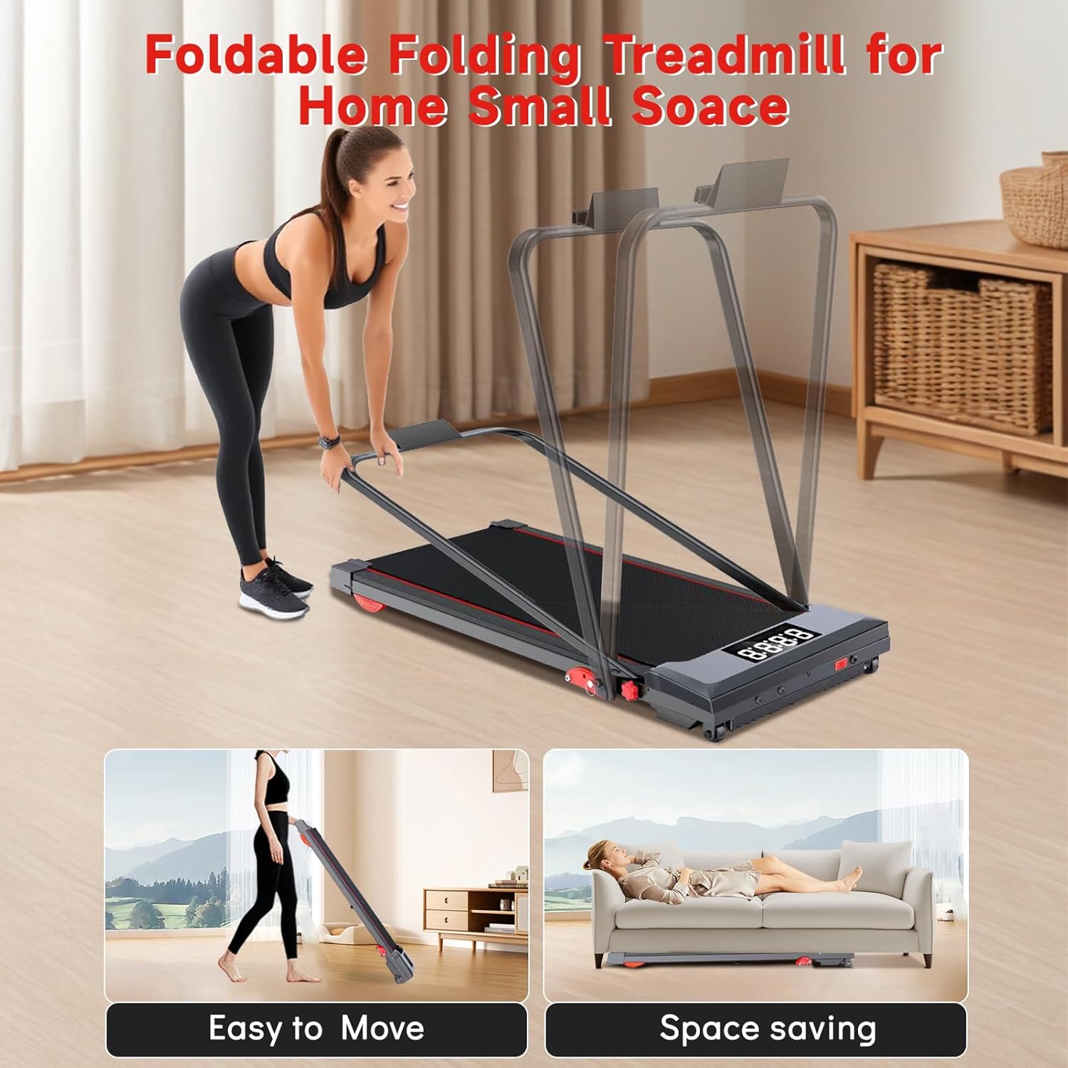 Walking Pad Treadmill with Incline and Handle Bar, 7.5MPH Under Desk Treadmill for Home Office, 360 Lbs Capacity Portable Treadmills with Remote Control, Led Display - Image 7