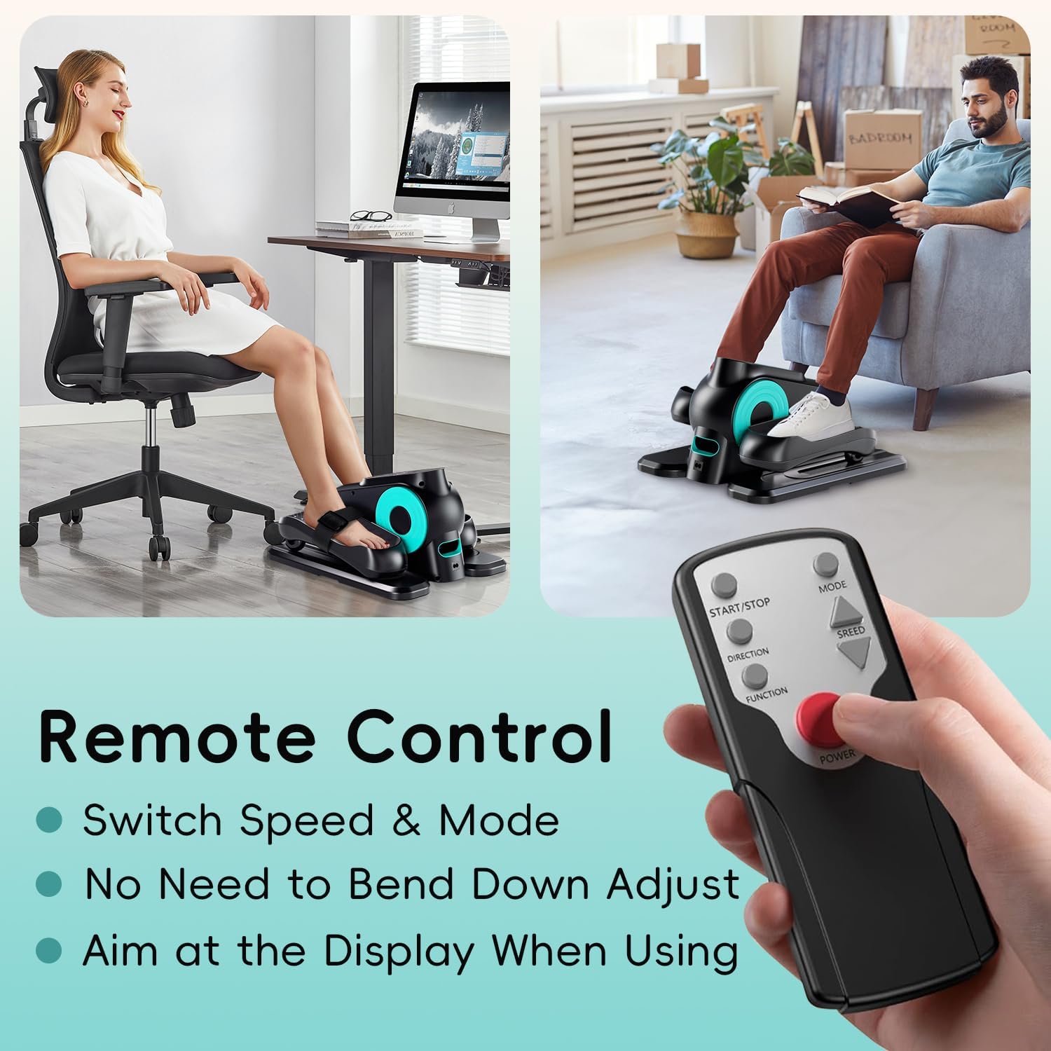 Under Desk Elliptical Machine, Morelax Ellipse Leg Exerciser for Seniors Fully Assembled, Quiet & Portable Electric Seated Pedal Exerciser with Remote Control & 12 Adjustable Speeds - Image 6