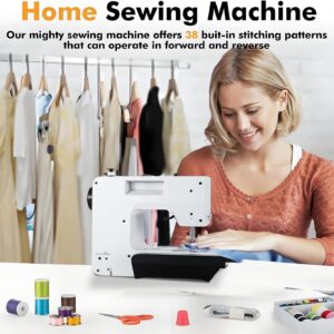 Sewing and Quilting Machine Built in Sewinglight, 38 Stitch Patterns Sewing Machine 2 Thread Lockstitch Adjustable Stitch Length 4 Step Button Hole Sewing Machine for Beginners and Adults