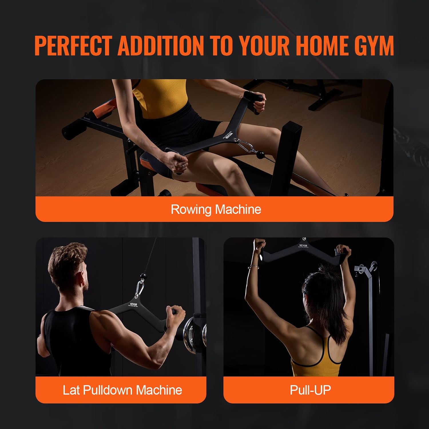 VEVOR LAT Pulldown Attachments, Cable Machine Rowing T-bar V-bar Tricep Pull Down Bar, Back Strength Training Rubber Coated Handle Grip, Bicep Curl Tricep LAT Pulldown Bar for Home Gym Fitness - Image 7
