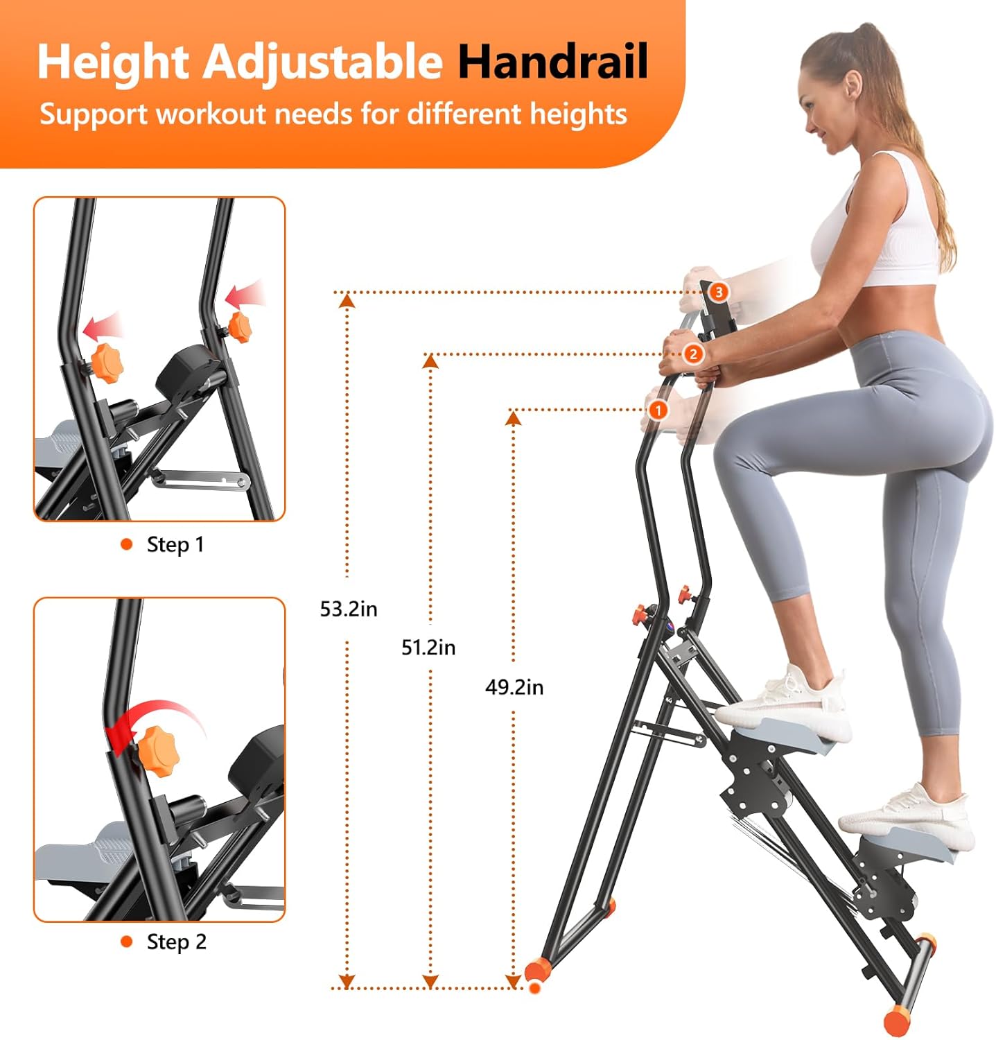 Stair Stepper with Adjustable Resistance for Home Cardio Workout,Upgraded Vertical Climber Machine Full-Body Workout,Compact Folding Exercise Climber, Adjustable Handlebar & Pedals - Image 5