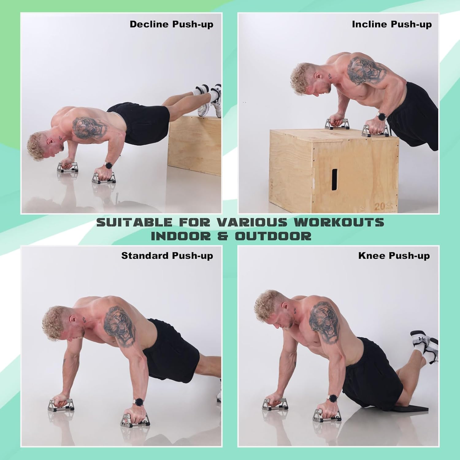Push Up Stand, Pushup Handles with Aluminum Alloy Grips for Strength Training, Heavy-duty Push Up Bars with Anti-slip, Odor-free Silicone Pads,1 Pair - Image 4
