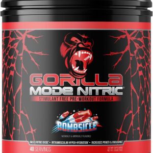 Gorilla Mind – Gorilla Mode Nitric Upgraded Stimulant Free Pre-Workout – Best Tasting and Most Effective Stimulant Free Pre-Workout/Massive Pumps · Vasodilation · Power / 768 Grams (Bombsicle)