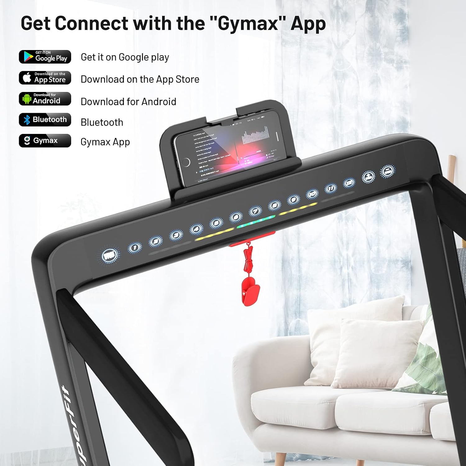 GYMAX Walking Pad, Dual LED Display 2 in 1 Under Desk Treadmill for Home with Remote & Smart App Control, 2.25HP Foldable Portable Treadmill Running Machine for Office Small Space - Image 3